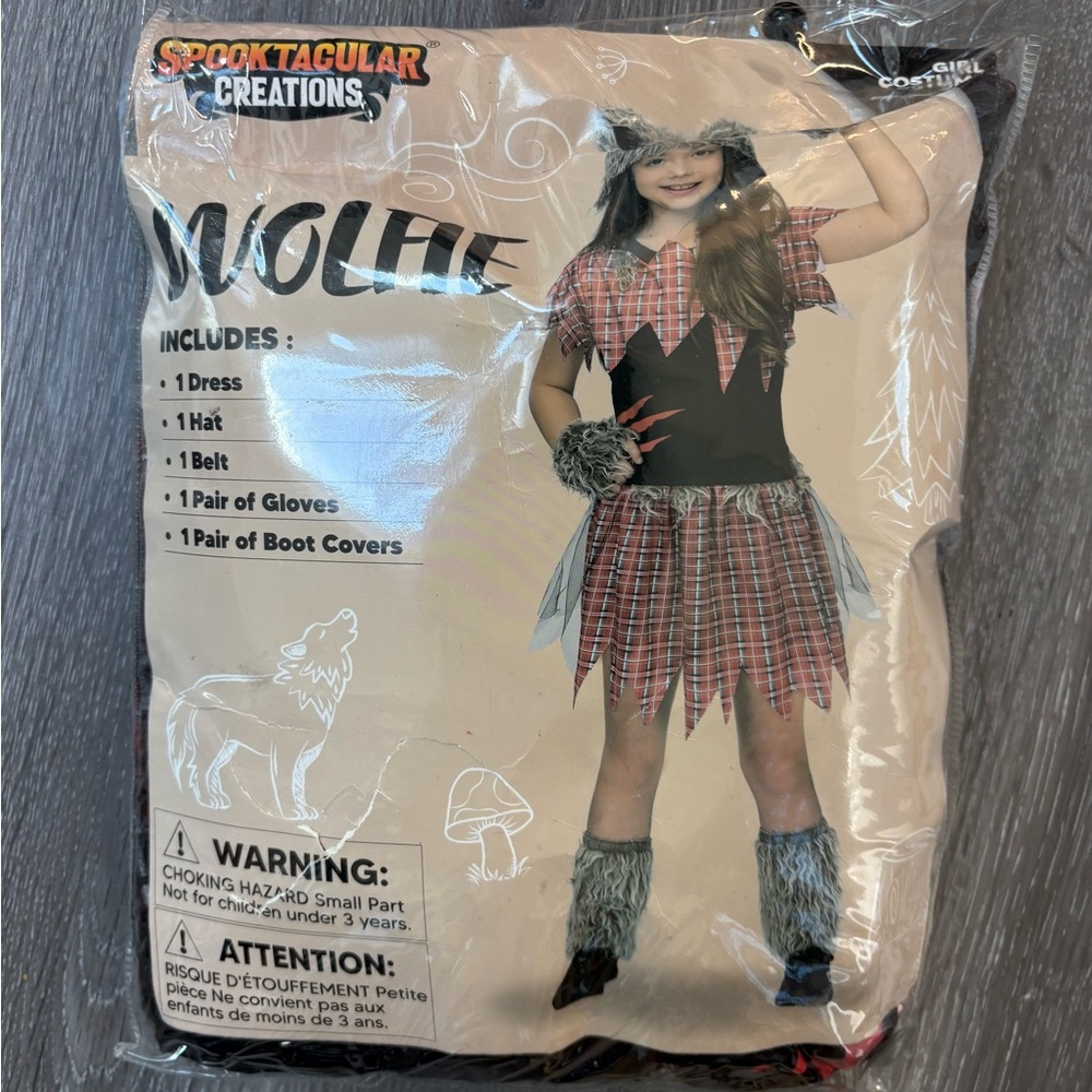 Kids Wolf Costume - Red and Gray